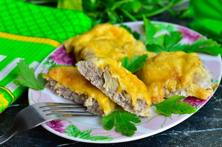 Мясные гнезда с грибами и сыром в духовке — оригинальные и аппетитные
